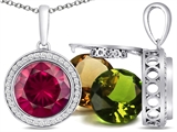 Switch-It Gems™ Round 10mm Simulated Ruby Pendant with 12 Interchangeable Simulated Birthstones