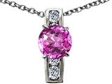 Original Star K™ Round 7mm Created Pink Sapphire Pendant