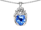 Original Star K™ Loving Mother Twins Family Pendant With 8mm Heart Shape Genuine Blue Topaz