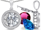 Switch-It Gems™ Round 12mm Simulated Diamond Pendant with 12 Interchangeable Simulated Birthstones