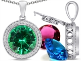 Switch-It Gems™ Round 12mm Simulated Emerald Pendant with 12 Interchangeable Simulated Birthstones