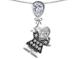 Original Star K™ Little Girl Holding a Balloon Mother Birthstone 9x7mm Pear Shape Genuine White Topaz Pendant