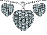 Original Star K™ Simulated Aquamarine Puffed Heart Love Pendant Box Set with matching earrings