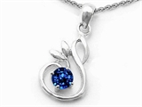 Original Star K™ Round Created Sapphire Swan Pendant