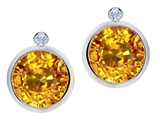 Original Star K™ Round Genuine Citrine Earring Studs With High Post On Back
