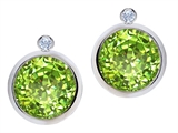 Original Star K™ Round Genuine Peridot Earring Studs With High Post On Back