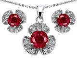 Original Star K™ Created Ruby Flower Pendant Box Set With Matching Earrings
