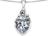 Original Star K™ Large Loving Mother Twin Children Pendant with 12mm Heart Genuine White Topaz