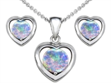 Original Star K™ Round Created Opal Heart Earrings with Free Box Set matching Pendant