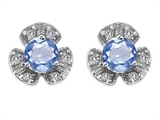 Original Star K™ Flower Earrings With Round 5mm Simulated Aquamarine