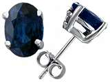 Tommaso Design™ Large Oval 8x6 Classic Genuine Blue Sapphire Earring Studs