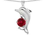 Original Star K™ Round 7mm Created Ruby Good Luck Dolphin Pendant