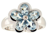 Tommaso Design™ Pear Shape Genuine Aquamarine Flower Ring