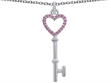 Original Star K™ Round Simulated Pink Tourmaline Heart Shape Key Pendant