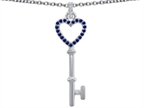 Original Star K™ Round Created Sapphire Heart Shape Key Pendant