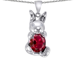 Original Star K™ Love Bunny Pendant With Created Ruby Oval 10x8mm