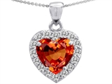 Original Star K™ Heart Shape 8mm Simulated Orange Mexican Fire Opal Pendant