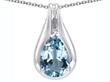 Original Star K™ Large 1inch Pear Shape Pendant with 14x10mm Genuine Blue Topaz
