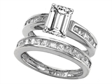 Original Star K™ 8x6mm Emerald Cut Genuine White Topaz Wedding Set