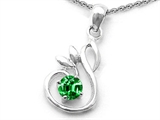 Original Star K™ Round Simulated Emerald Swan Pendant