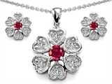 Original Star K™ Created Ruby Flower Pendant Box Set With Matching Earrings