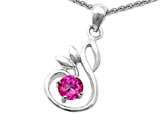 Original Star K™ Round Created Pink Sapphire Swan Pendant