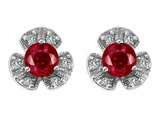 Original Star K™ Flower Earrings With Round 5mm Created Ruby