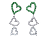 Original Star K™ Dangling Heart with Simulated Emerald Heart Earrings