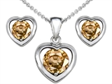 Original Star K™ Simulated Imperial Yellow Topaz Heart Pendant With Free Box Set Matching Earrings