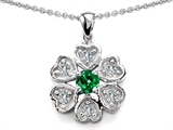 Original Star K™ Flower Pendant With Round 4mm Simulated Emerald
