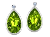 Original Star K™ Pear Shape Genuine Peridot Earring Studs With High Post On Back