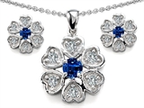 Original Star K™ Created Sapphire Flower Pendant Box Set With Matching Earrings