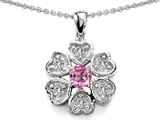 Original Star K™ Flower Pendant With Round 4mm Created Pink Sapphire