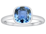 Tommaso Design™ 7mm Cushion Cut Simulated Aquamarine Engagement Solitaire Ring