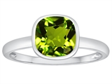 Tommaso Design™ 7mm Cushion Cut Genuine Peridot Engagement Solitaire Ring