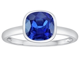 Tommaso Design™ 7mm Cushion Cut Created Sapphire Engagement Solitaire Ring