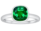 Tommaso Design™ 7mm Cushion Cut Simulated Emerald Engagement Solitaire Ring