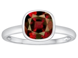 Tommaso Design™ 7mm Cushion Cut Genuine Garnet Engagement Solitaire Ring