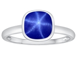 Tommaso Design™ 7mm Cushion Cut Created Star Sapphire Engagement Solitaire Ring