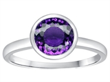 Tommaso Design™ 7mm Round Genuine Amethyst Engagement Solitaire Ring