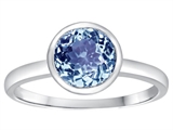 Tommaso Design™ 7mm Round Simulated Aquamarine Engagement Solitaire Ring
