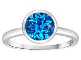 Tommaso Design™ 7mm Round Genuine Blue Topaz Engagement Solitaire Ring