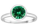 Tommaso Design™ 7mm Round Simulated Emerald Engagement Solitaire Ring