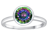 Tommaso Design™ 7mm Round Rainbow Mystic Topaz Engagement Solitaire Ring