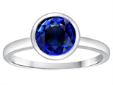 Tommaso Design™ 7mm Round Created Sapphire Engagement Solitaire Ring