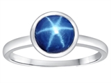 Tommaso Design™ 7mm Round Created Star Sapphire Engagement Solitaire Ring