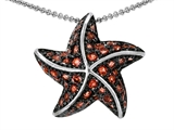 Original Star K™ Starfish Pendant With Round Simulated Orange Mexican Fire Opal