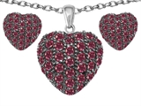 Original Star K™ Created Ruby Puffed Heart Love Pendant Box Set with matching earrings