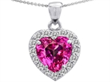 Original Star K™ Heart Shape 8mm Created Pink Sapphire Pendant