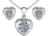 Original Star K™ Round Genuine White Topaz Heart Pendant With Free Box Set Matching Earrings